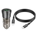 ładowarka samochodowa, gniazdo USB+typ C
