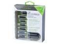 uniwersalna ładowarka samochoodwa 2xUSB, 12/24V, różne wymienne końcówki do kabla zasilającego