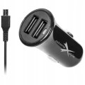 ładowarka samochodowa 2xUSB + kabel do ładowania z końcówką MICRO USB, 12/24 V