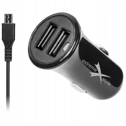 ładowarka samochodowa 2xUSB + kabel do ładowania z końcówką MICRO USB, 12/24 V