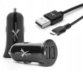 ładowarka samochodowa 2xUSB + kabel do ładowania z końcówką MICRO USB, 12/24 V