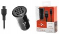 ładowarka samochodowa 2xUSB + kabel do ładowania z końcówką MICRO USB, 12/24 V