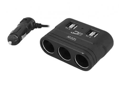 rozgałęziacz gniazda zapalniczki 12/24 V, 3 gniazda Euro, 4 porty USB