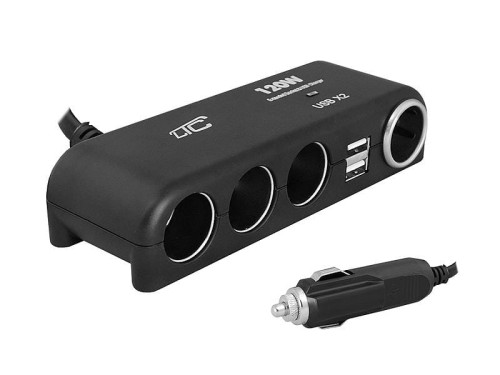 rozgałęziacz gniazda zapalniczki na 4 gniazda Euro, 12/24 V, 2 porty USB