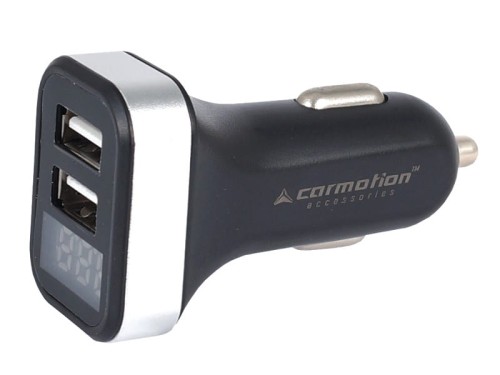 ładowarka samochodowa  2xUSB z voltomirzem, 12/24V
