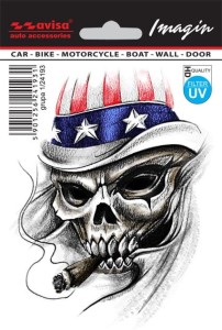 nalepka czacha z flagą USA