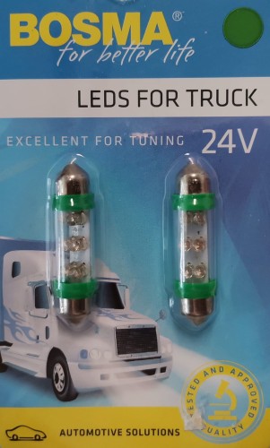 żarówki LED zielone, 24V, C10W, SV8,5