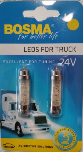 żarówki LED C10W żółte, 24V,