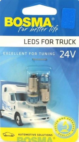 żarówka diodowa 4 LED, BA9s, 24V,  niebieska, Bosma