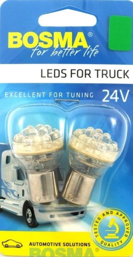 żarówka diodowa 4 LED, BA15s, 24V,  zielona, Bosma
